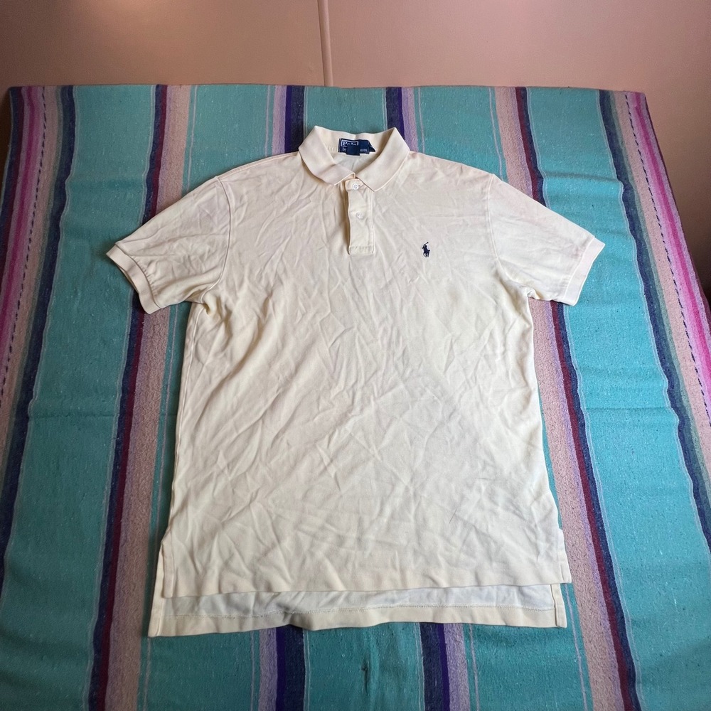 Polo Ralph Lauren Polo Shirt Mens Large Yellow Short Sleeve Pique Cotton Logo